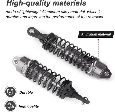 AllinRC 4PCS Aluminum Front & Rear RC Shocks for 1/10 RC Truck Traxxas Slash 2WD/4x4 Shocks Rustler 4X4 Shocks Stampede 4X4 Shocks Hoss 4X4 Replace 5862 (Gray) in Saudi Arabia