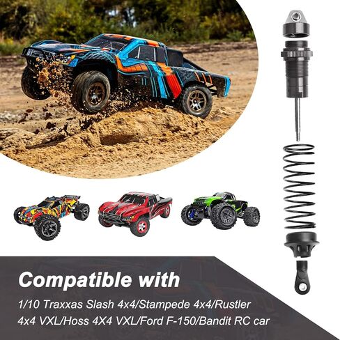 AllinRC 4PCS Aluminum Front & Rear RC Shocks for 1/10 RC Truck Traxxas Slash 2WD/4x4 Shocks Rustler 4X4 Shocks Stampede 4X4 Shocks Hoss 4X4 Replace 5862 (Gray) in Saudi Arabia