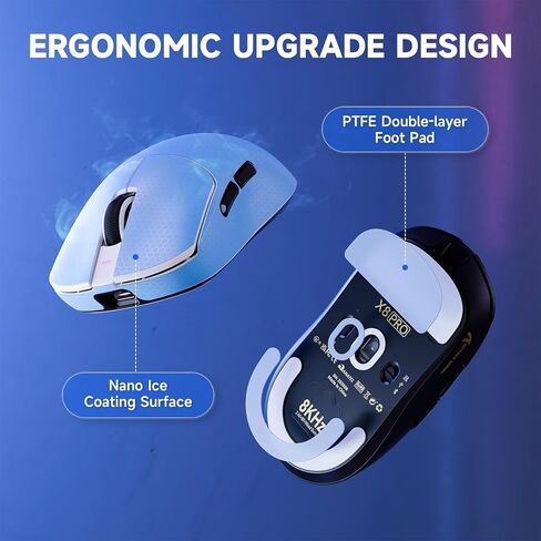 Attack Shark X8 PRO 8K Wireless Gaming Mouse,PAW3395PRO 40K DPI Sensor,Tri-Mode Broadcom BK52820 Chip,Superlight Ergonomic Mouse for Large Hands,Cloud-Based Software,for Win/Mac(White) in Kuwait