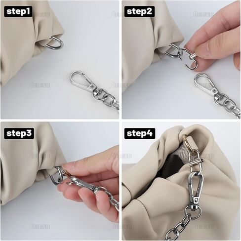 AUEAR، 5 عبوات معدنية ذهبية قابلة للتعديل لحقيبة حزام السلسلة، وصلات سلسلة مشبك صغير لتقصير طول السلسلة المعدنية in Kuwait