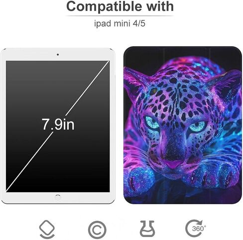 علبة النيون النيون المتوهجة الجميلة مع حامل القلم رفيع الوزن ثلاثي الأوزان متوافق مع iPad mini 4/5/6 mini4/5 （7.9in） in Kuwait