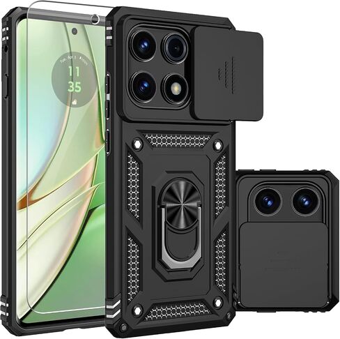 لحالة Motorola Edge 2025 ، مع حامي شاشة HD Cover Cover Cover ، [الصف العسكري] Car Mount Kickstand Scrackproof Protction for Moto Edge 2025 ، Black in Kuwait