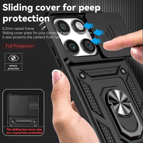 لحالة Motorola Edge 2025 ، مع حامي شاشة HD Cover Cover Cover ، [الصف العسكري] Car Mount Kickstand Scrackproof Protction for Moto Edge 2025 ، Black in Kuwait