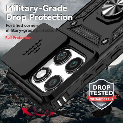 لحالة Motorola Edge 2025 ، مع حامي شاشة HD Cover Cover Cover ، [الصف العسكري] Car Mount Kickstand Scrackproof Protction for Moto Edge 2025 ، Black in Kuwait