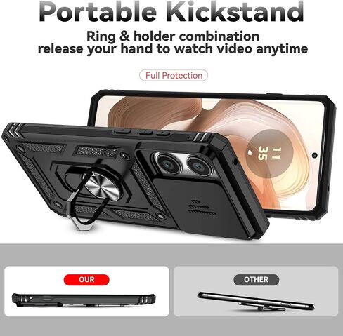 لحالة Motorola Edge 2025 ، مع حامي شاشة HD Cover Cover Cover ، [الصف العسكري] Car Mount Kickstand Scrackproof Protction for Moto Edge 2025 ، Black in Kuwait