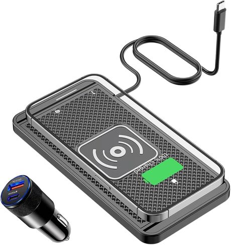 Wireless Car Charger Pad 15W Fast Wireless Cell Phone Charging Pad - Non-Slip Wireless Charging Pad with 40" Cable for iPhone 16 15 14 13 12 Series - Samsung Galaxy S24 Ultra S23 S22 (Type-C) in Saudi Arabia