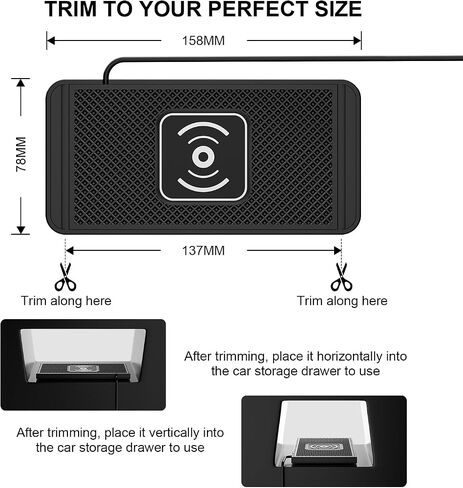 Wireless Car Charger Pad 15W Fast Wireless Cell Phone Charging Pad - Non-Slip Wireless Charging Pad with 40" Cable for iPhone 16 15 14 13 12 Series - Samsung Galaxy S24 Ultra S23 S22 (Type-C) in Saudi Arabia