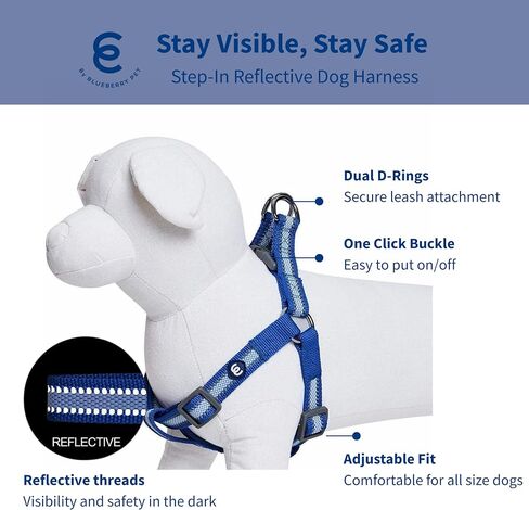 Blueberry Pet Essentials Step-in Reflective Back to Basics Dog Harness, Sky Blue, Chest Girth 20" - 26", Medium, Adjustable Harnesses for Dogs in Saudi Arabia