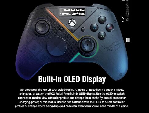 Asus Rog Raikiri Pro Gaming Controller ، شاشة OLED مدمجة مع حقيبة شباط متعددة الاستخدامات مع مشبك سبيكة الزنك ، حزام نمط ROG ، مقاومة للماء الجيب in Saudi Arabia