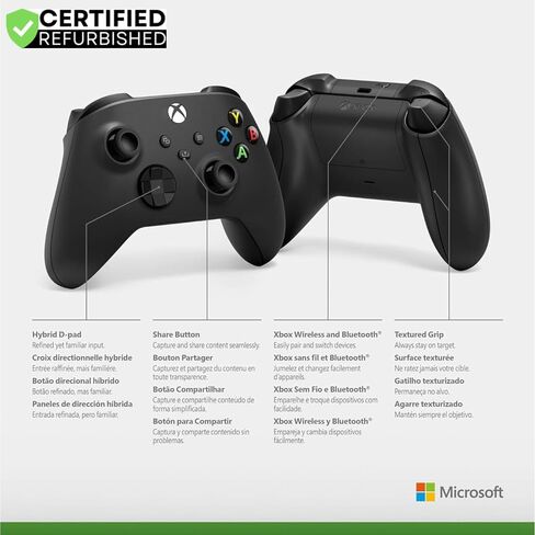 Microsoft QAT-00007 Xbox Wireless Bluetooth Controller with USB Carbon Black (Renewed) in Saudi Arabia