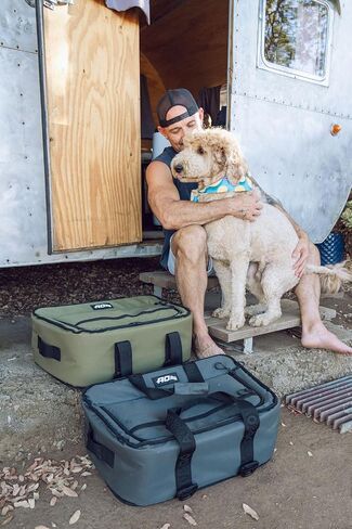 AO Coolers Stow 'n Go Canvas Soft-Sided Cooler, Low Profile and Leak Proof, Insulated for 24-Hour Cold, Hunter Green, 38-Can in Saudi Arabia