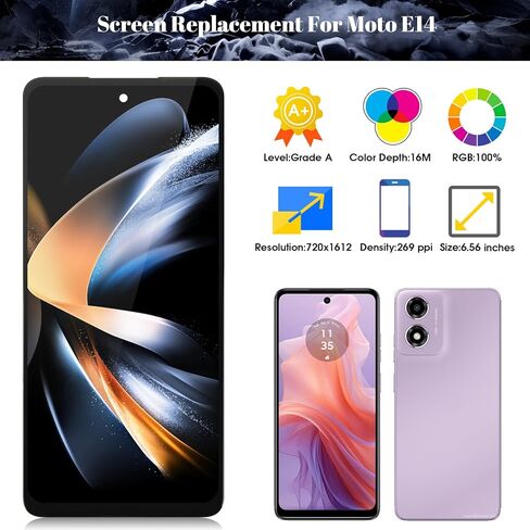 لاستبدال شاشة Motorola Moto E14 لشاشة Moto E14 LCD لشاشة Moto E14 Digitizer Touch Screen Assembly مجموعات 6.56 بوصة (أسود) in Saudi Arabia
