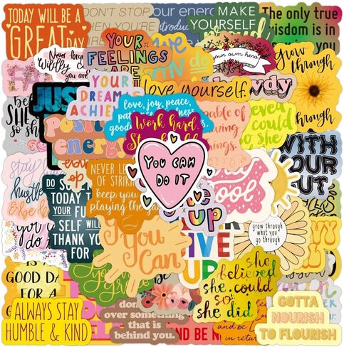 100 PCS ملصق تحفيزي ، ملصقات كلمات ملهمة للطلاب للطلاب البالغين المراهقين تأكيد ملصقات مكافأة مقاومة للماء لزجاجات المياه مجلة الكمبيوتر المحمول (النمط A -100 PCS) in Kuwait