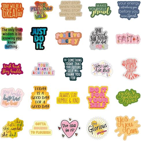 100 PCS ملصق تحفيزي ، ملصقات كلمات ملهمة للطلاب للطلاب البالغين المراهقين تأكيد ملصقات مكافأة مقاومة للماء لزجاجات المياه مجلة الكمبيوتر المحمول (النمط A -100 PCS) in Kuwait