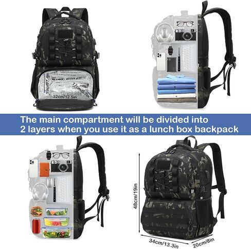Laptop Lunch Backpack for Men, 40L Large Capacity Waterproof Insulated Cooler Backpack with USB and Lunch Box Compartment, RFID Laptop Work Backpack for Work, Travel, Picnic in Saudi Arabia