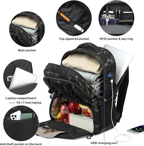 Laptop Lunch Backpack for Men, 40L Large Capacity Waterproof Insulated Cooler Backpack with USB and Lunch Box Compartment, RFID Laptop Work Backpack for Work, Travel, Picnic in Saudi Arabia