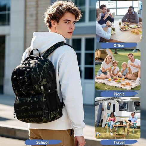 Laptop Lunch Backpack for Men, 40L Large Capacity Waterproof Insulated Cooler Backpack with USB and Lunch Box Compartment, RFID Laptop Work Backpack for Work, Travel, Picnic in Saudi Arabia
