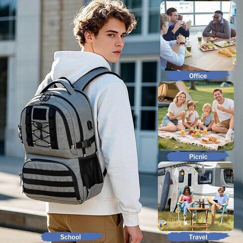 Laptop Lunch Backpack for Men, 40L Large Capacity Waterproof Insulated Cooler Backpack with USB and Lunch Box Compartment, RFID Laptop Work Backpack for Work, Travel, Picnic in Saudi Arabia