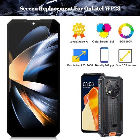 for Oukitel WP28 Screen Replacement for Oukitel WP28 LCD Digitizer Repair Kits for Oukitel WP28 Touch Screen Display Assembly Replacement Black in Saudi Arabia