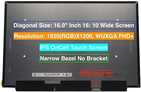 EMAJOR TECH استبدال الشاشة الجديدة لـ HP PAVILION 16-AF0065CL 1920X1200 FHD+ ONCELL Touch LCD شاشة شاشة مع مجموعة من الشريط والأدوات in Kuwait
