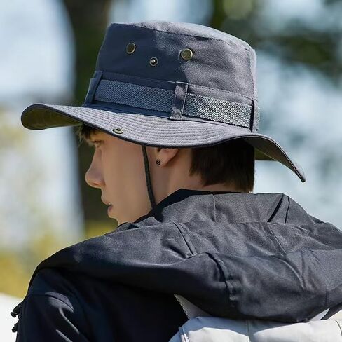 Unisex Wide Brim Sun Hat UPF 50+ Bucket Hat Hiking Fishing Outdoor Summer Safari UV Protection Hat Gray in Saudi Arabia