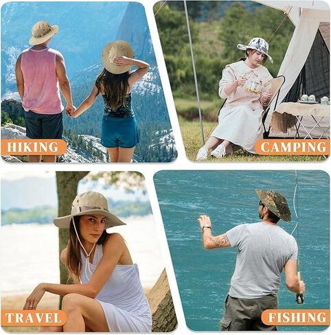 Unisex Wide Brim Sun Hat UPF 50+ Bucket Hat Hiking Fishing Outdoor Summer Safari UV Protection Hat Gray in Saudi Arabia