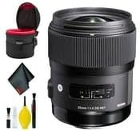 Sigma 35mm F/1.4 DG HSM Art Lens for Nikon F Mount (USA) Deluxe Bundle مع علبة عدسة مبطن و 6 Camera Cleaning Kit in Saudi Arabia