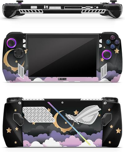 Zoomhitskins متوافق مع Asus Ally Rog X (2024) اللمعان البشرة ، القمر السوداء Sky Star Kawaii لطيف الأرجواني النجوم الذهبية ليلة ، ملصق فينيل 3M متين ، مصنوع في الولايات المتحدة الأمريكية in Kuwait