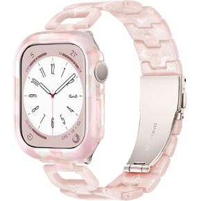 Light Apple Watch Band -D-shaped Design Resin iWatch Bands Starlight, Apple Watch Bands for Women, Compatible with Apple Watch Ultra 2 1 Series 9 Series 8 7 SE 6(Tortoise Stone Flower,41mm/40mm/38mm) in Kuwait