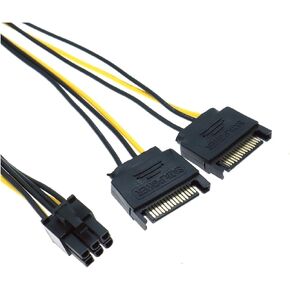 20cm 15pin SATA Power to 6pin PCI Adapter Cable for Video Card 15-pin SATA Power Female 6-pin PCIe Power Male in Saudi Arabia