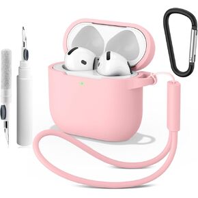 بالنسبة إلى AirPods 4 Case Cover 2024 مع طقم أنظف ، علبة حماية من السيليكون الناعمة لإكسسوارات Apple Airpods 4th Generation مع سلسلة المفاتيح (وردية رملية) in Kuwait
