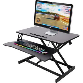 Adjustable Height Standing Laptop Desk, Adjustable Sitting Workstation, with Keyboard Tray, Black in Saudi Arabia