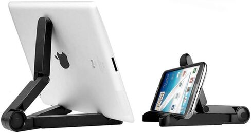 Universal Stand for Mobile Phones & Tablets – Foldable, Height Adjustable Phone Cradle with Non-Slip Cradle, Perfect for Live Streaming & Multi-Function Use (Black) in Saudi Arabia