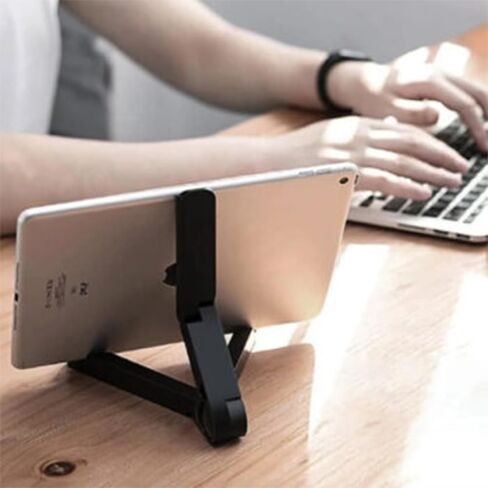 Universal Stand for Mobile Phones & Tablets – Foldable, Height Adjustable Phone Cradle with Non-Slip Cradle, Perfect for Live Streaming & Multi-Function Use (Black) in Saudi Arabia