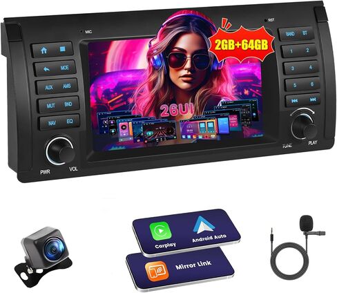 [2G+64G] Android Car Stereo for BMW 5 Series E39 1996-2003 (E39)/BMW X5 E53 2002-2007/BMW M5 1996-2003 with Wireless Carplay Android Auto, 7 Inch HD Touch Screen with GPS WiFi Bluetooth FM/RDS in Saudi Arabia