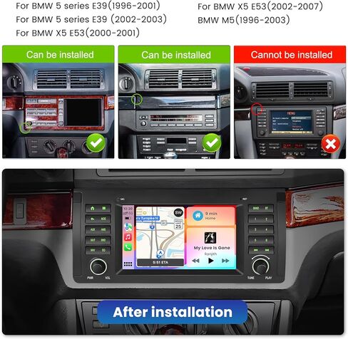 [2G+64G] Android Car Stereo for BMW 5 Series E39 1996-2003 (E39)/BMW X5 E53 2002-2007/BMW M5 1996-2003 with Wireless Carplay Android Auto, 7 Inch HD Touch Screen with GPS WiFi Bluetooth FM/RDS in Saudi Arabia