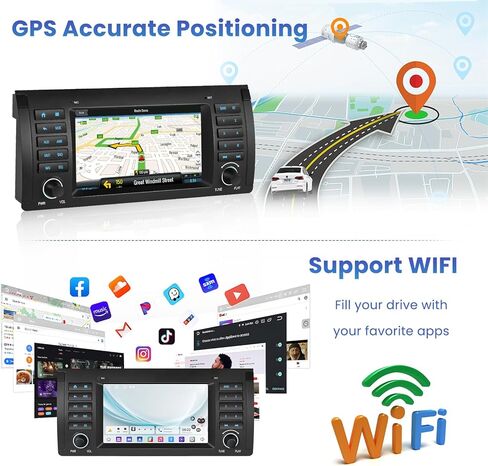 [2G+64G] Android Car Stereo for BMW 5 Series E39 1996-2003 (E39)/BMW X5 E53 2002-2007/BMW M5 1996-2003 with Wireless Carplay Android Auto, 7 Inch HD Touch Screen with GPS WiFi Bluetooth FM/RDS in Saudi Arabia