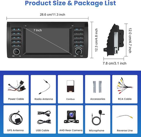 [2G+64G] Android Car Stereo for BMW 5 Series E39 1996-2003 (E39)/BMW X5 E53 2002-2007/BMW M5 1996-2003 with Wireless Carplay Android Auto, 7 Inch HD Touch Screen with GPS WiFi Bluetooth FM/RDS in Saudi Arabia