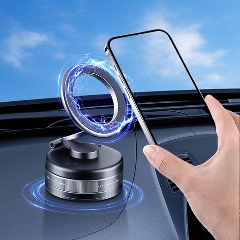 حامل هاتف السيارة لـ Magsafe مع مغناطيس 2800GF - 360 درجة قابلة للتعديل لجميع أجهزة iPhone ، ومعظم السيارات - استخدام متعدد السطح (الزجاج/المرآة/البلاستيك/المعدن) - ألياف الكربون والأسود in Kuwait