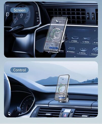 حامل هاتف السيارة لـ Magsafe مع مغناطيس 2800GF - 360 درجة قابلة للتعديل لجميع أجهزة iPhone ، ومعظم السيارات - استخدام متعدد السطح (الزجاج/المرآة/البلاستيك/المعدن) - ألياف الكربون والأسود in Kuwait