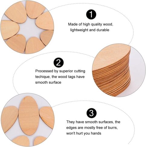 EXCEART Craft Supplies & Materials Wood DIY Crafts 60pcs Unfinished Wood Oval Circle Wood Pieces Blank Ornaments Wooden Cutouts for DIY Crafts Painting Engraving Wooden Embellishments Craft Supplies in Saudi Arabia