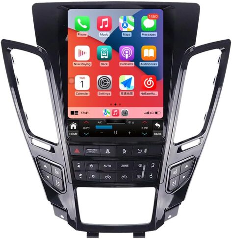Car Radio for Cadillac CTS 2007/2008/2009/2010/2011/2012 Android Stereo Tesla Style 8 Core 4G+64G Built-in Wireless Carplay/Android Auto Free AHD Camera (Black) in Kuwait