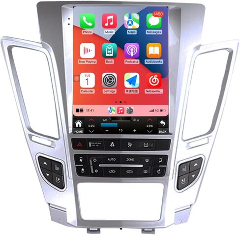 Car Radio for Cadillac CTS 2007/2008/2009/2010/2011/2012 Android Stereo Tesla Style 8 Core 4G+64G Built-in Wireless Carplay/Android Auto Free AHD Camera (Black) in Kuwait