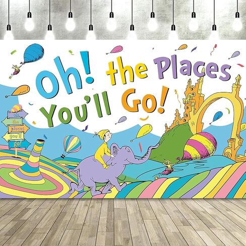 Banner Backdrop for Oh The Places You'll Go with 70.8''X43.3'',Large Party Decorations Photography Background for Kindergarten Preschool Graduation Supplies in Saudi Arabia