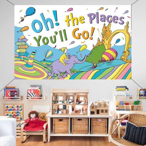 Banner Backdrop for Oh The Places You'll Go with 70.8''X43.3'',Large Party Decorations Photography Background for Kindergarten Preschool Graduation Supplies in Saudi Arabia