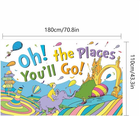 Banner Backdrop for Oh The Places You'll Go with 70.8''X43.3'',Large Party Decorations Photography Background for Kindergarten Preschool Graduation Supplies in Saudi Arabia