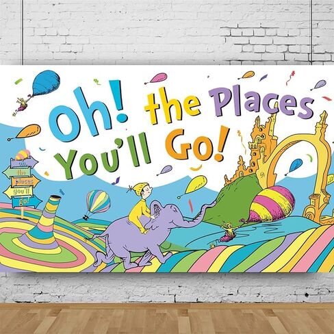 Banner Backdrop for Oh The Places You'll Go with 70.8''X43.3'',Large Party Decorations Photography Background for Kindergarten Preschool Graduation Supplies in Saudi Arabia
