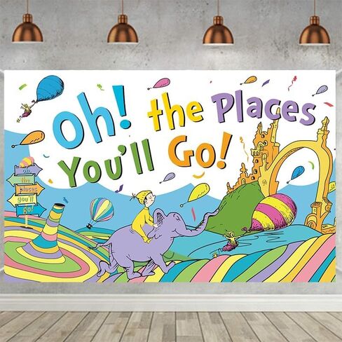 Banner Backdrop for Oh The Places You'll Go with 70.8''X43.3'',Large Party Decorations Photography Background for Kindergarten Preschool Graduation Supplies in Saudi Arabia