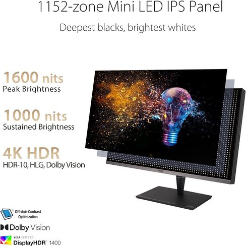 ASUS ProArt Display 32" 4K HDR Professional Monitor (PA32UCG-K) - UHD (3840 x 2160), Mini-LED IPS, Dolby Vision, 1600nits, 120Hz (Renewed) in Saudi Arabia