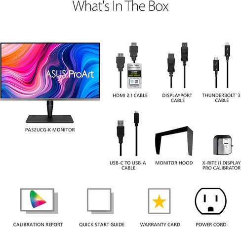 ASUS ProArt Display 32" 4K HDR Professional Monitor (PA32UCG-K) - UHD (3840 x 2160), Mini-LED IPS, Dolby Vision, 1600nits, 120Hz (Renewed) in Saudi Arabia
